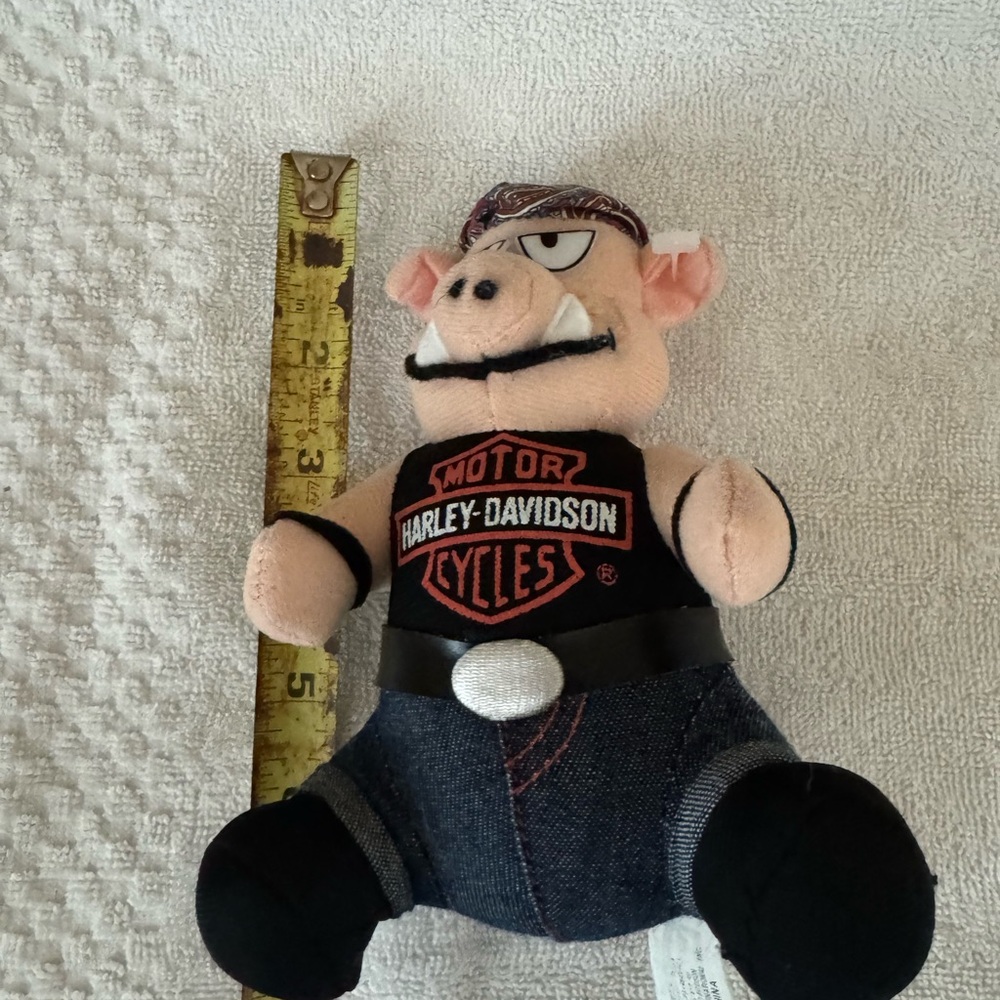 Harley-Davidson Plush Pig with Black and Denim Outfit